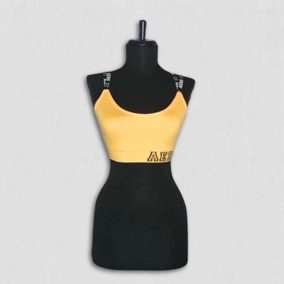 Aero Sports Bra Yellow and Black Criss Cross Back Small - Picture 1 of 6